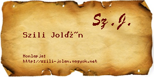 Szili Jolán névjegykártya